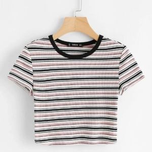 Ribbed striped crop top